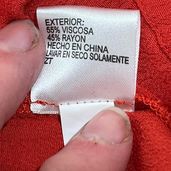 GIANNI BINI Orangish-Red 3/4 Sleeve with Ties Blouse, Super Cute! Size Large - Picture 4 of 9